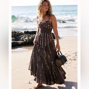 Free People Daisy Chain Embroidered Tiered Maxi Dress